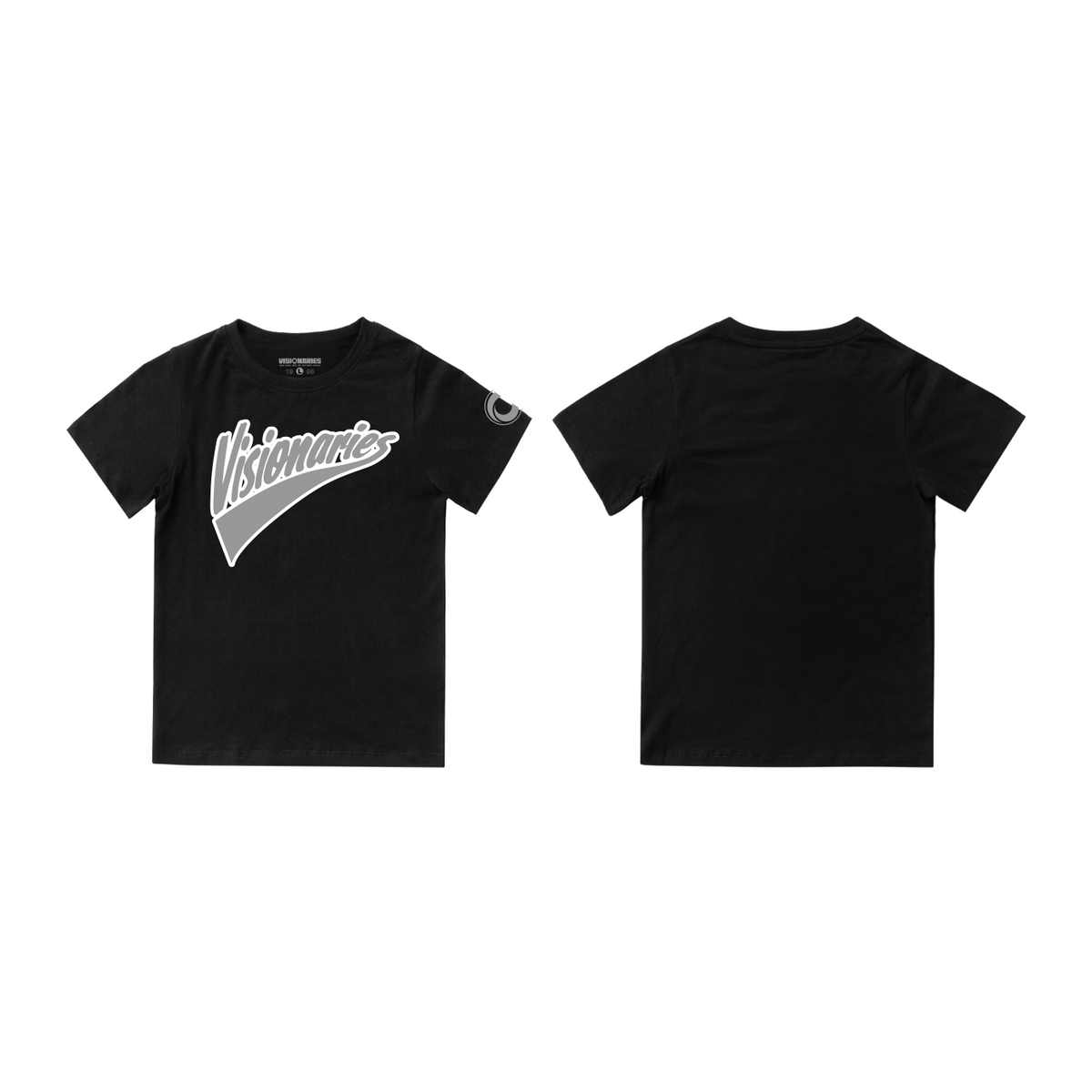 ◇ILLIGO◇ Vintage Baseball Fitted Crop Tee Black Varsity Vintage Washing Graphic Mega-oversized-fit T-shirt